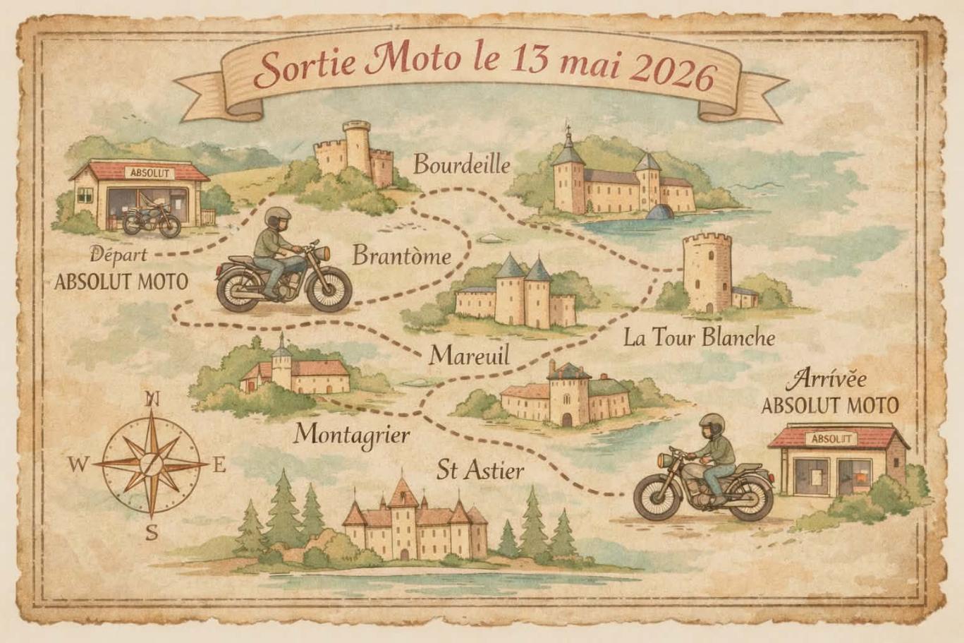 sortie de 130 kms départ 10 h du magasin  